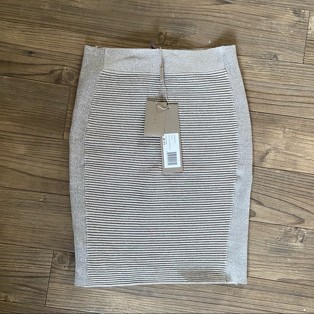 [Halston Heritage] NWT Gray Ribbed Bandage Skirt